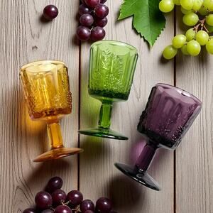 Set of 3 Vintage LG Wright & Co Paneled Grape Goblets